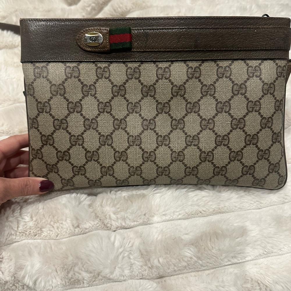 Gucci Brown and Tan Monogram Bag